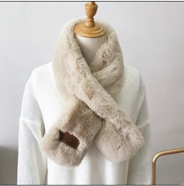 仿獭兔毛围巾女韩版纯色加长皮 商品图0