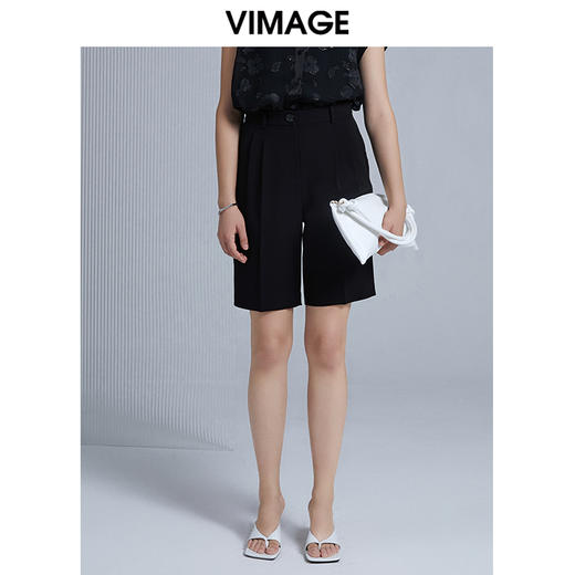 VIMAGE纬漫纪品牌女装夏季时尚修身百搭高腰西装短裤女V1505108 商品图4