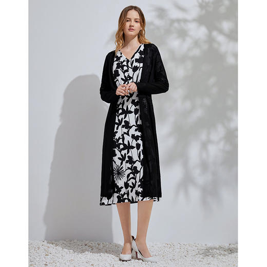 EITIE爱特爱春季新款通勤纯色简约长款薄透针织开衫外套女66101817 商品图8