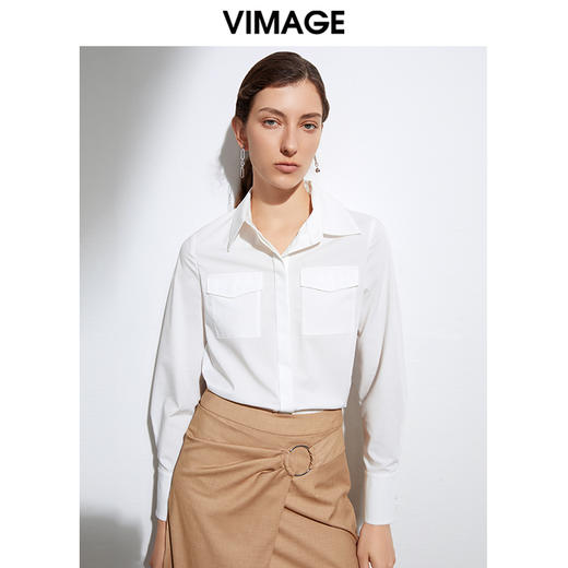 VIMAGE纬漫纪春季新款通勤气质简约直筒显瘦百搭衬衫上衣女VA2109115 商品图0