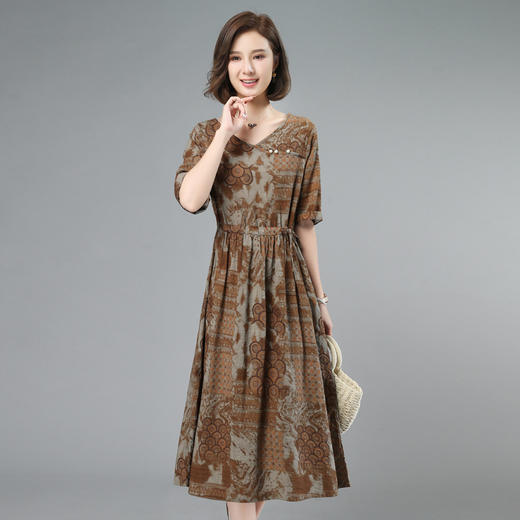 HR  WL80329新款宽松时尚印花休闲连衣裙 商品图0