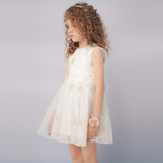 【女童公主网纱裙】夏季新品女宝无袖拼接印花裙亮片绣花A字裙 商品图4