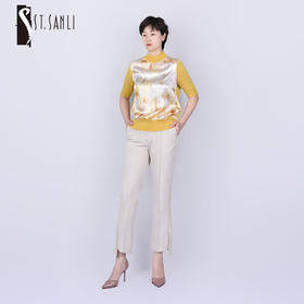 圣三利女装半高领拼接款针织衫SL121M03