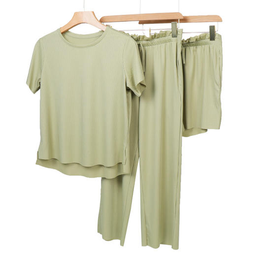 【好看更好穿，舒适到像裸穿】懒人家居纯色套装，选用阿尔卑斯冰爽削光纱柔软轻盈清肤透气，坠感显瘦，既穿既美，可居家可外穿女睡衣睡裤 商品图4