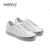 westory女鞋2021春季新款圆头牛皮平底单鞋增高小白鞋S21AM53441 商品缩略图2