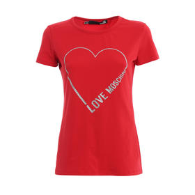 LOVE MOSCHINO 莫斯奇诺 女士短袖T恤 字母爱心 红色 W4F7 339E 2011 P05