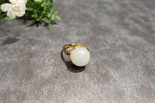 【御珠宫坊】金镶羊脂白玉戒指 商品图3