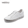 westory女鞋2021春季新款圆头牛皮平底单鞋增高小白鞋S21AM53441 商品缩略图0