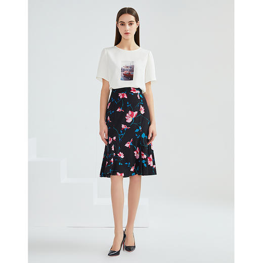 EITIE爱特爱夏季女装高腰文艺印花包臀半身裙5906611半裙 商品图1