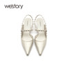 westory尖头细跟高跟鞋女2021春季新款链条一脚蹬凉鞋W21AH52151 商品缩略图3