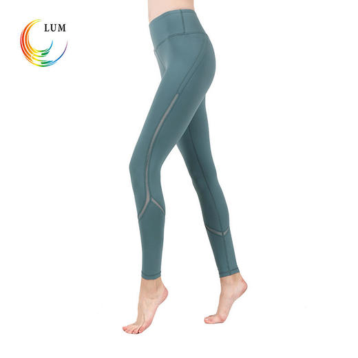 LUM8953露檬拼网中高腰瑜伽长裤锦纶速干瑜伽健身长裤 商品图1