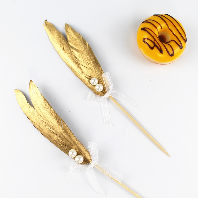金色羽毛珍珠插旗