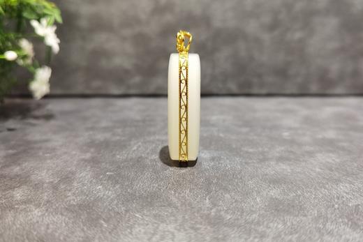 【御珠宫坊】金镶羊脂白玉无事牌 商品图3