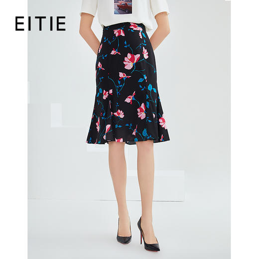 EITIE爱特爱夏季女装高腰文艺印花包臀半身裙5906611半裙 商品图0