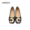 westory女鞋2021春季新款牛皮低跟乐福鞋一脚蹬豆豆鞋S21AE53411 商品缩略图3