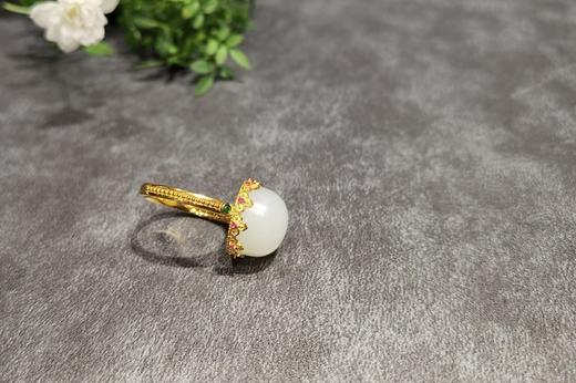 【御珠宫坊】金镶羊脂白玉戒指 商品图1