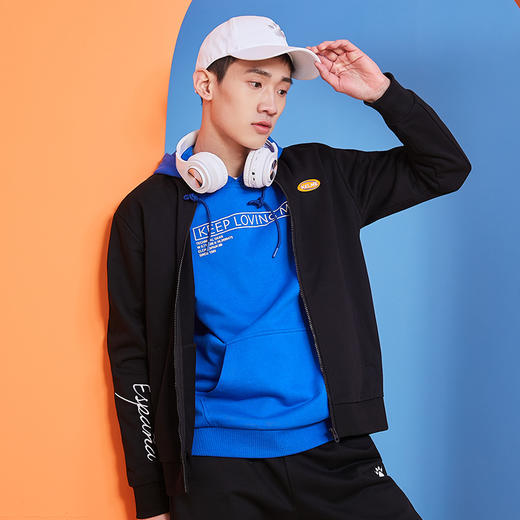 卡尔美运动休闲夹克春秋男针织开衫外套纯色拉链茄克上衣 商品图2