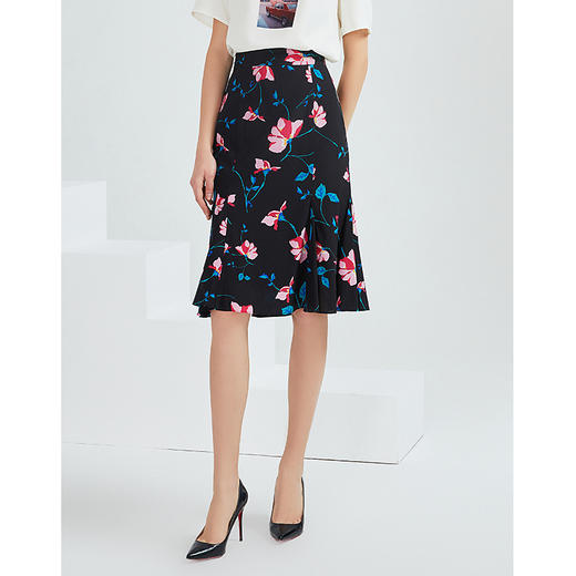 EITIE爱特爱夏季女装高腰文艺印花包臀半身裙5906611半裙 商品图3