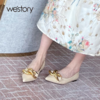 westory平底单鞋女2021春季新款真皮尖头一脚蹬豆豆鞋W21AE53061 商品缩略图3