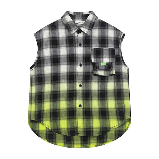 漫画家童装纯棉儿童格子衬衫无袖男童潮款夏季女童衬衣上衣韩版 商品图4