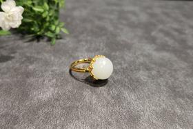【御珠宫坊】金镶羊脂白玉戒指