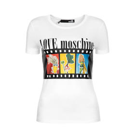 LOVE MOSCHINO 莫斯奇诺 女士短袖T恤 字母胶片图案 白色 W4F7 347M 3517 A00