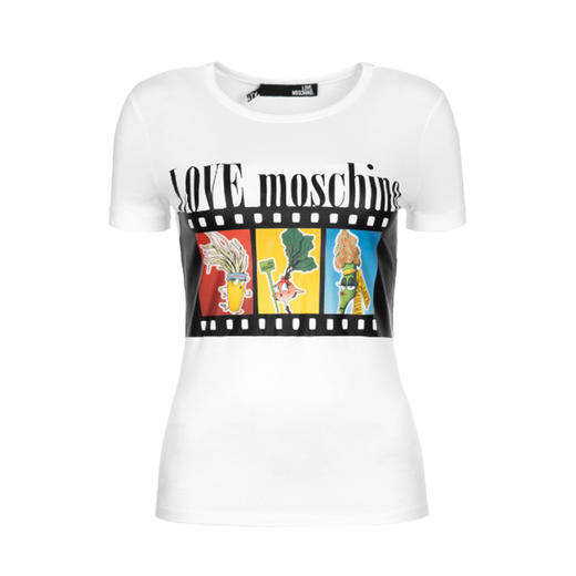LOVE MOSCHINO 莫斯奇诺 女士短袖T恤 字母胶片图案 白色 W4F7 347M 3517 A00 商品图0