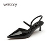 westory尖头细跟高跟鞋女2021春季新款链条一脚蹬凉鞋W21AH52151 商品缩略图1