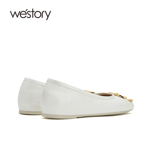 westory女鞋2021春季新款牛皮低跟乐福鞋一脚蹬豆豆鞋S21AE53411 商品图2