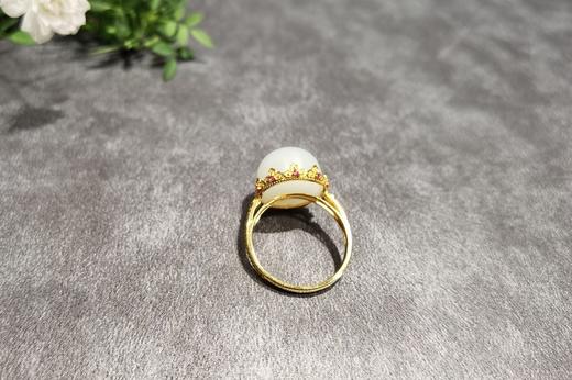 【御珠宫坊】金镶羊脂白玉戒指 商品图4