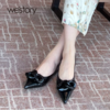 westory平底单鞋女2021春季新款真皮尖头一脚蹬豆豆鞋W21AE53061 商品缩略图2