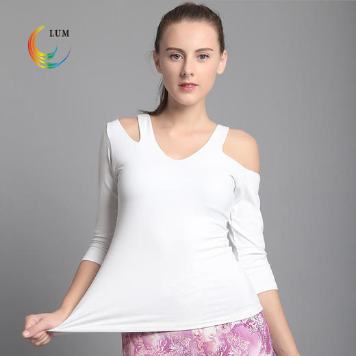 LUM8376露檬瑜伽服简约瑜珈长袖锦纶瑜伽服（含胸垫） 商品图2