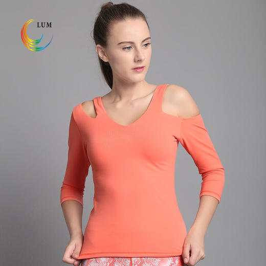 LUM8376露檬瑜伽服简约瑜珈长袖锦纶瑜伽服（含胸垫） 商品图0