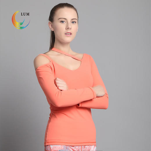 LUM8372露檬瑜伽服简约瑜珈长袖锦纶瑜伽服（含胸垫） 商品图0