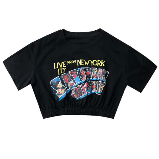 短款T恤夏新款黑色小款短袖古着感少女复古港味高腰露脐上衣 商品图4