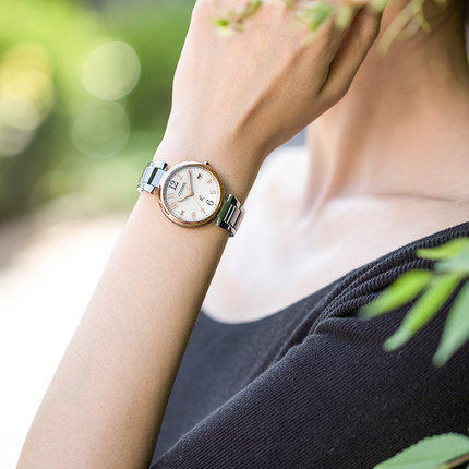 明星同款西铁城日本官方正品不锈钢间粉金色防水光动能女表EO1195-51A 商品图2