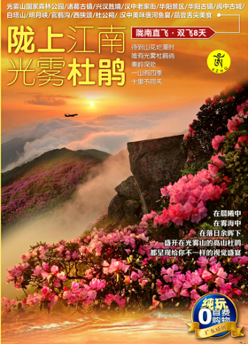 【光雾杜鹃·秦岭陇上行】 汉中兴汉胜境 诸葛古镇 华阳景区 巴中光雾山米仓山景区  巴中南龛石窟 阆中古城 广元明月峡 宕昌官鹅沟 陇南西狭颂 杜公祠双飞8天