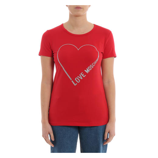 LOVE MOSCHINO 莫斯奇诺 女士短袖T恤 字母爱心 红色 W4F7 339E 2011 P05 商品图1