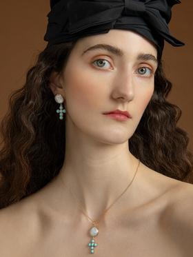 订购6周到｜Vintouch-Hope-十字 绿松石 珍珠 项链［意大利设计师]