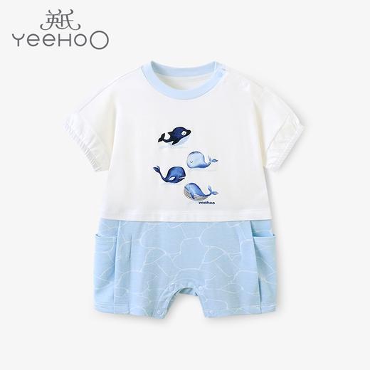 英氏婴儿连体衣男宝宝夏季印花短袖休闲哈衣爬服YRHBJ21141A01 商品图0