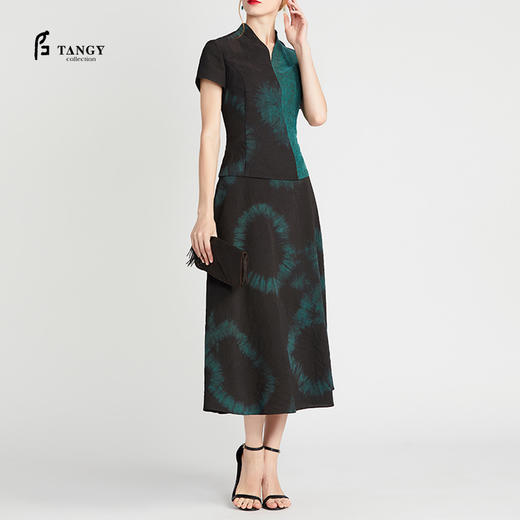 TANGY Collection天意精品莨绸香云纱真丝桑蚕丝扎染半裙 商品图0