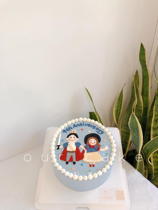 王子和公主手绘纪念日蛋糕-低糖处理无添加 商品图1