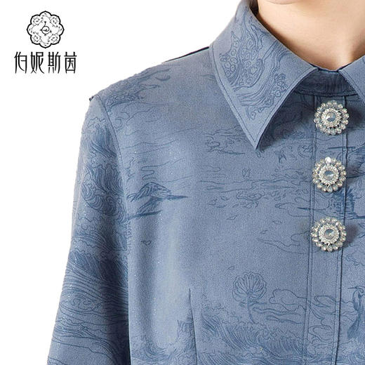 【伯妮斯茵】知性优雅大A摆收腰鸦青色连衣裙-【浪漫觉醒《离骚》】1S5281 商品图2