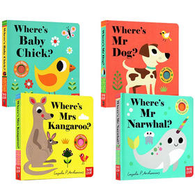 亲亲小手翻翻书 全4册 英文原版 Where's Mr Mrs Kangaroo/Dog 纸板触摸翻翻书 幼儿感官发展 早教认知绘本