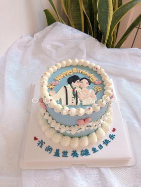 求婚/结婚/纪念日定制手绘蛋糕-低糖处理无添加