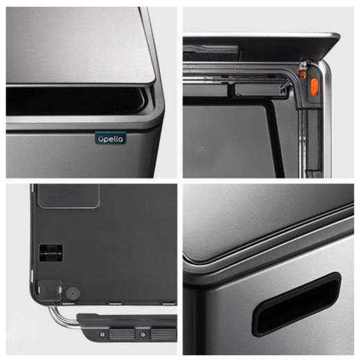 优百纳 悦享系列不锈钢垃圾桶家用欧式厨房客厅办公长方形脚踏大号 商品图3