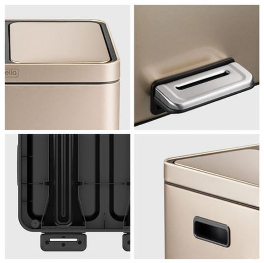 优百纳缤分系列家用不锈钢脚踏式分类垃圾桶 大号带盖双桶三桶干湿分离 商品图7