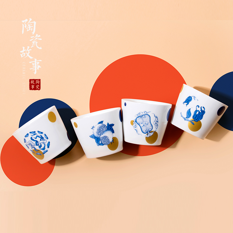 陶瓷故事陶瓷水杯手工茶杯白瓷盏品茗杯子日式猪口杯大容量主人杯