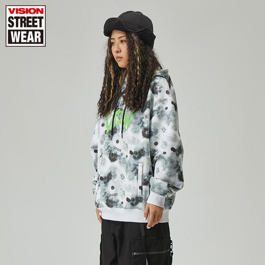 【限时价：169】宽松版公路涂鸦胶浆印花连帽套头卫衣V203NB2006 商品图0