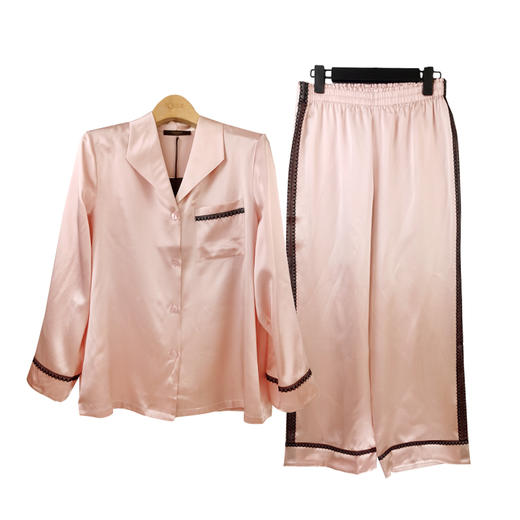 【19姆米】100%桑蚕丝上下套女长袖睡衣 家居服  80011259 商品图2